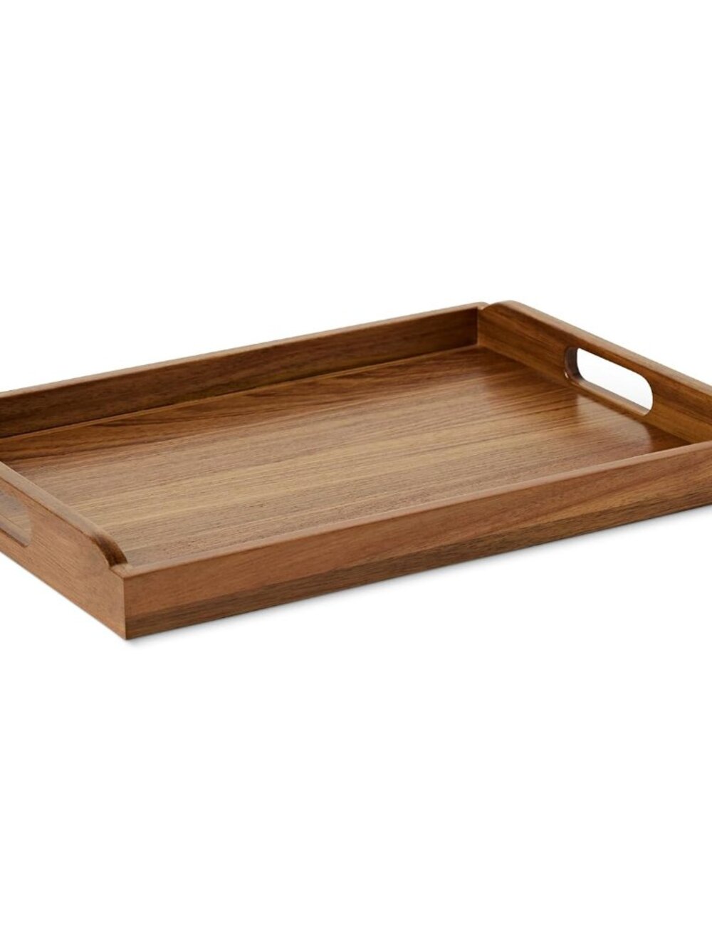 Wooden Serving Tray, 17" x 12" Acacia Wood Decorative Tray Platter With Built-in